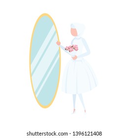 Bride looking at mirror vector