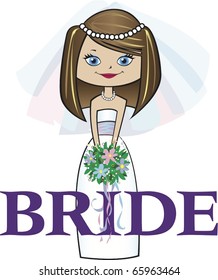 Bride with Med. Brunette Hair Blue Eyes