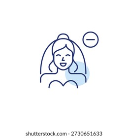 Noiva e menos. Casamento cancelado, atraso na recepção. Pixel perfeito, ícone de vetor de traço editável