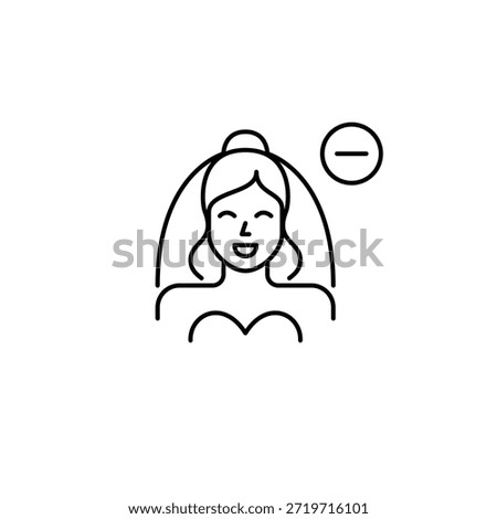 Bride and minus. Wedding cancelled, reception delay. Pixel perfect, editable stroke vector icon