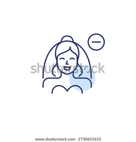 Bride and minus. Wedding cancelled, reception delay. Pixel perfect, editable stroke vector icon