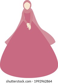 Bride model in pink dress vector illustrator