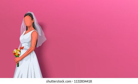 bride on pink background