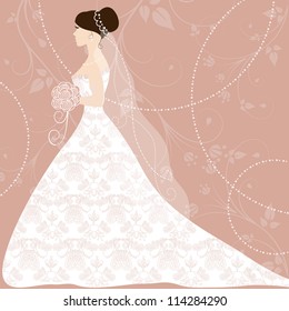 Bride on pink background