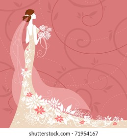 Bride on pink background