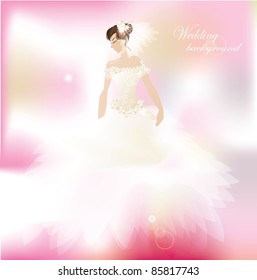 Bride on romantic  pink background