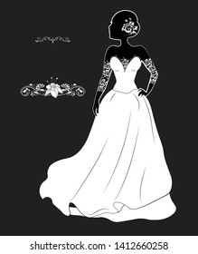 bride on a wedding dress, a silhouette