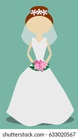 Bride with pink flowers vector illustration