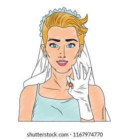 Bride pop art cartoon scribble