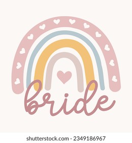 Braut. Bride-Angebot für Bachelorette-Party, Hochzeitsdesigns, Karten, Einladungen, Stoffe, Drucke, Aufkleber. Retro-Vektorgrafik.