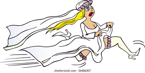 bride running