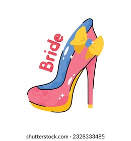 Bride shoe doodle vector outline Sticker. EPS 10 file
