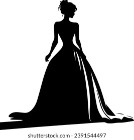 Bride Silhouette Set Isolated, Princess Vector Silhouette