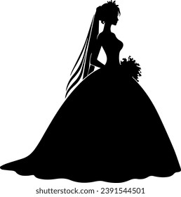 Bride Silhouette Set einzeln, Prinzessin Vektor Silhouette