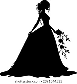 Bride Silhouette Set einzeln, Prinzessin Vektor Silhouette