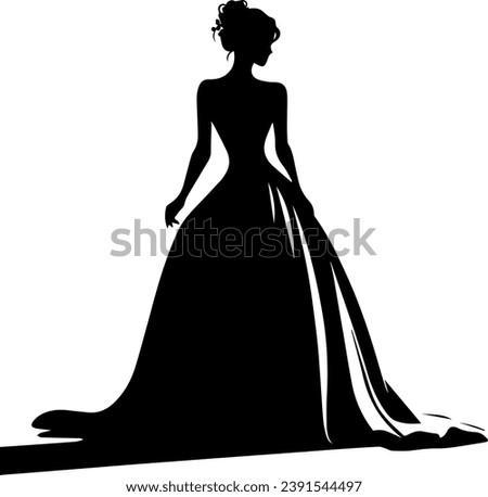 Bride Silhouette Set Isolated, Princess Vector Silhouette