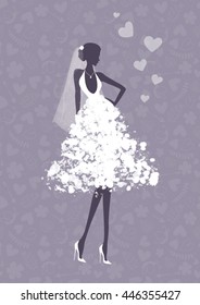 Bride silhouette wearing beautiful wedding dress