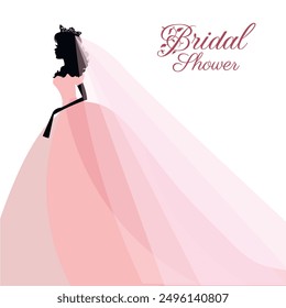 Bride in a soft pink wedding dress, vector illustration for design purposes: invitations, greeting cards, or bridal show templates.EPS 10