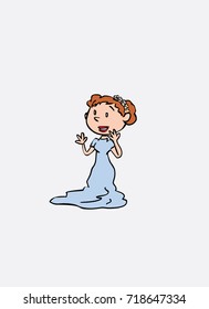 Bride surprised and happy. Vector isolated character.
