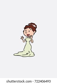 Bride surprised and happy. Vector isolated character.
