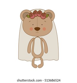bride teddy bear character icon image 