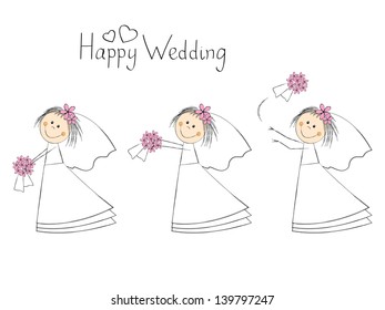 The bride throws the bouquet