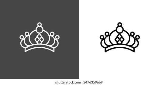 Braut Tiara, Umriss Symbol Vektorillustration