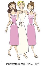 Bride and Two Bridesmaids