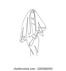 Bride vector illustration drawn in line art style