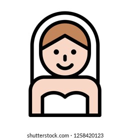 Bride vector, wedding related fiiled designe ditable outline icon 