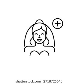 Noiva no véu e mais. Atualização do casamento, plano de cerimônia. Pixel perfeito, ícone de vetor de traçado editável
