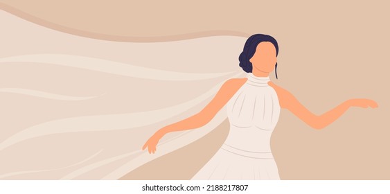 bride, wedding card in flat style, isolated