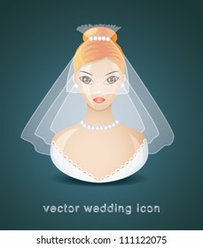 Bride in wedding clothes. Vector web icon