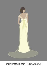 Bride in a wedding dress, Beautiful bride, vector illutration