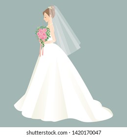 Bride in a wedding dress with a bouquet