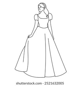 Bride with wedding dress illustration vector