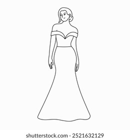 Bride in wedding dress illustration vector