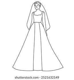 Bride in wedding dress illustration vector