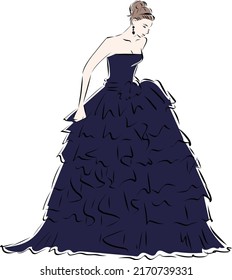 Bride in a wedding dress navy