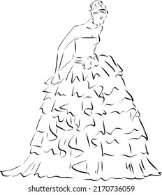 Bride In A Wedding Dress Outline