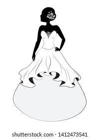 bride in a wedding dress, a silhouette