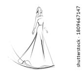 Bride in wedding dress vector illustration