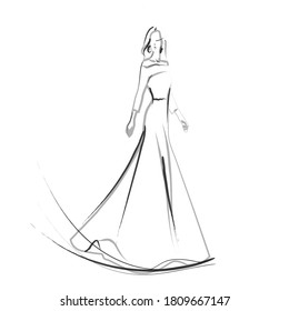 Ilustración de la novia en el vectorial de la boda