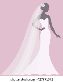 
Bride in a wedding dress, vector illustration for greeting card, invitation, banner, flyer.