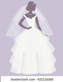 
Bride in a wedding dress, vector illustration for greeting card, invitation, banner, flyer.