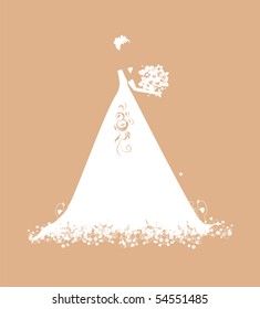 Bride in wedding dress white with bouquet