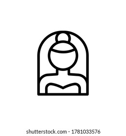 Novia, icono de la boda. Línea simple, contorno vectorial elementos de iconos matrimoniales para ui y ux, sitio web o aplicación móvil