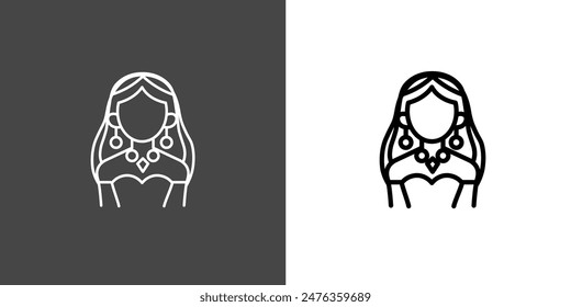 Bride, Wedding Bride, Outline Icon Vector Illustration