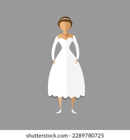 The bride in a white classic dress isolated on a gray background. woman in a wedding dress without a face. Vector illustration of wedding elements. 10 EPS
Simple white vector dress on gray background