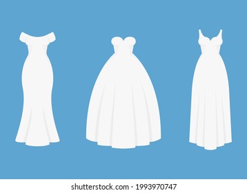 Bride white dress vector design illustration isolated on blue background
